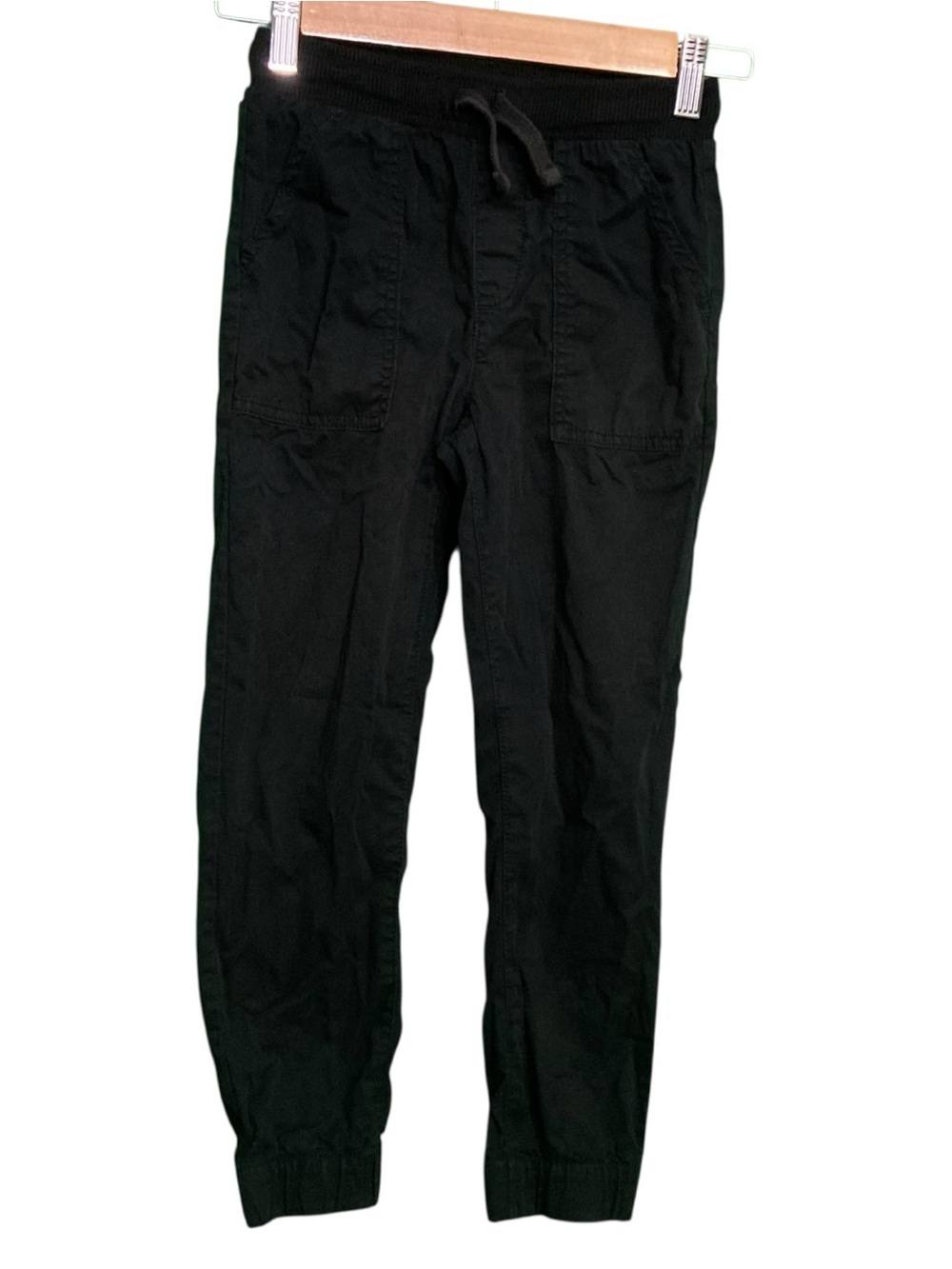 Boy’s Jumping Beans Black Twill Drawstring 100% Cotton Joggers - Size 7